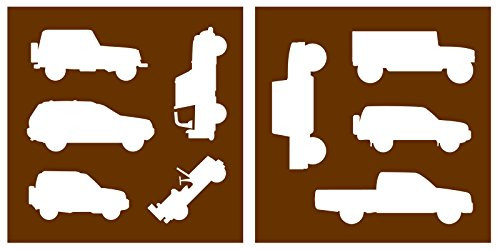 Auto Vynamics - STENCIL-TRUCKS-10 - Detailed Truck  and  SUV Silhouette Stencil Set - Featuring Multiple Truck  and  SUV Designs - 10-by-10-inch Sheet - 2 Piece Kit - Pair of Sheets