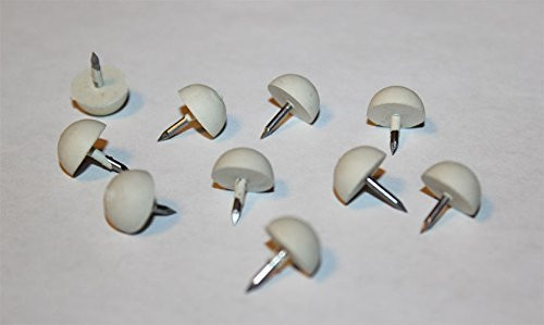 White Rubber Head Nail - 1/2inch  Diameter - Set of 10 Piano Cabinet Bumpers
