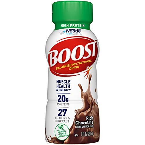 Boost High Protein Complete Nutritional Drink, Rich Chocolate, 8 fl oz Bottle, 12 Pack Packaging May Vary