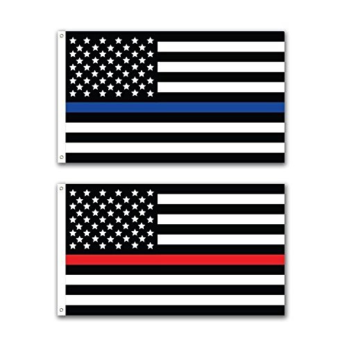 AES 2x3 USA Thin Red Line and Police Thin Blue Line Memorial Flag Wholesale Set 2'x3' House Banner Double Stitched Fade Resistant Premium Quality AES 2x3 USA Thin Red Line and Police Thin Blue Line Memorial Flag Wholesale Set 2'x3' House Banner Double Stitched Fade Resistant Premium Quality