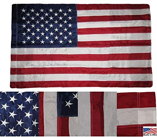 3x5 Embroidered USA American Pole Sleeve Nylon Flag 3x5 Made in USA Banners - Vivid Color and UV Fade Resistant - Prime Outside Garden Home Decor