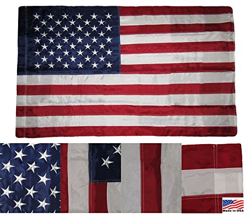 AES 3x5 Embroidered USA American Pole Sleeve Nylon Flag 3'x5' Made in USA Fade Resistant Double Stitched Premium Quality AES 3x5 Embroidered USA American Pole Sleeve Nylon Flag 3'x5' Made in USA Fade Resistant Double Stitched Premium Quality