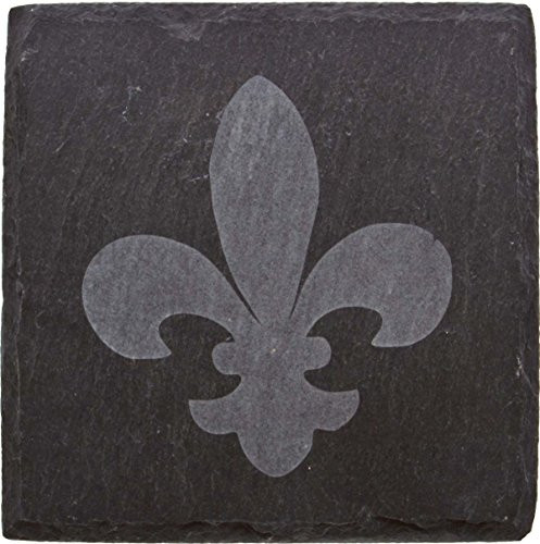 Thirstystone Etched Fleur de Lis Slate Coaster, Black