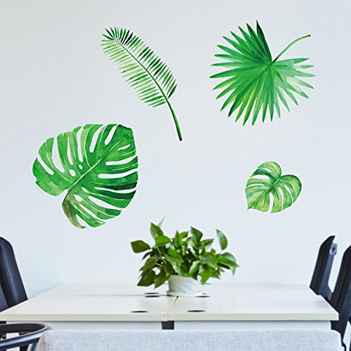 Freeby Leaf Wall Stickers, Removable 3D Nordic Green Plants Fresh Leaves Wall Decals Nursery Decor Leaf Wall Stickers DIY Wall Art Decor Sticker for Home Living Room Girls Bedroom Offices