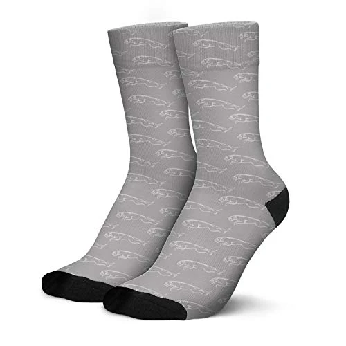 Mens Jaguar-car-gray-sedan-accessories- Crew Socks Combed Cotton Sock Cozy Running Socks