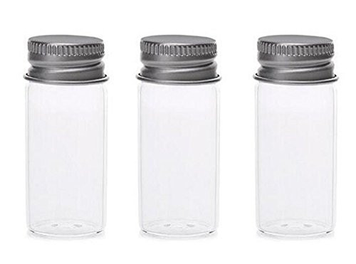 6PCS 5ML Empty Refillable Clear Travel Portable Glass Essential Oil Powders Creams Small Bottle Jar Container with Aluminum Silver Lid Wishing Bottles