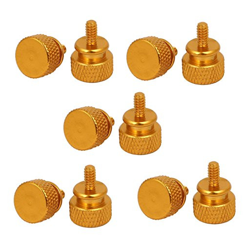 uxcell Computer PC Case 6-32 Fully Threaded Knurled Thumb Screws Gold Tone 10pcs