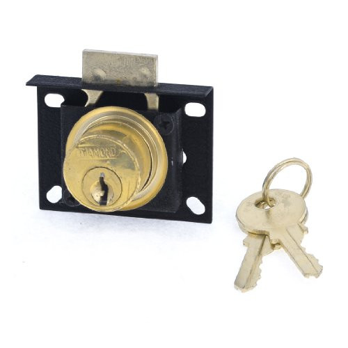 uxcell Cabinet Display Case Showcase Single Glass Door Lock Black Gold Tone