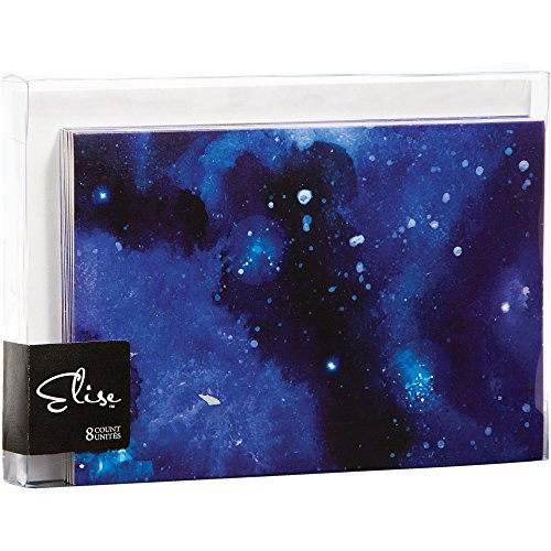 Creative Converting 8 Count Stellar Premium Boxed Note Cards, Blue/White