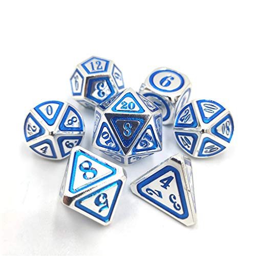 LIANXUE New Metal Dice 7pcs/Set RPG Dice D and D Board Game Toy D4 D6 D8 D10 D12 D20 Magic Props Polyhedral Dice