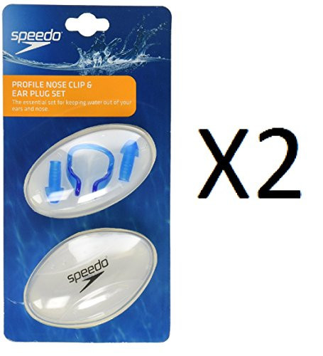 Speedo Profile Nose Clip and Ear Plug Set with Case, Blue Pack of 2
