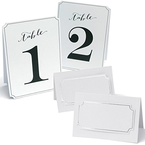 Gartner Studios Ornate Silver Foil Border Place Cards with Matching Table Numbers (50 place cards + 12 table numbers) Gartner Studios Ornate Silver Foil Border Place Cards with Matching Table Numbers (50 place cards + 12 table numbers)