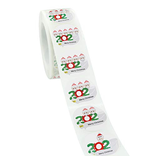 Hunputa 500 Pieces Merry Christmas Stickers Roll Stickers Round Label Stickers Christmas Envelope Stickers for Cards, Presents, Envelopes, Boxes or Office School Holiday Party Decorations A
