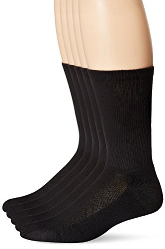 Hanes Ultimate Men's 5-Pack FreshIQ X-Temp Crew Socks, Black, Sock Size10-13/Shoe Size 6-12