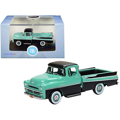 Dodge 1957 D100 Sweptside Pickup Truck Turquoise and Jewel Black 1/87 HO Scale Diecast Model Car by Oxford Diecast 87DP57002