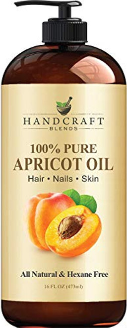 Handcraft Apricot Kernel Oil - 100 percent Pure And Natural - Premium Quality Cold Pressed Carrier Apricot Oil for Aromatherapy, Massage and Moisturizing Skin - Huge 16 fl. oz - Packaging May Vary