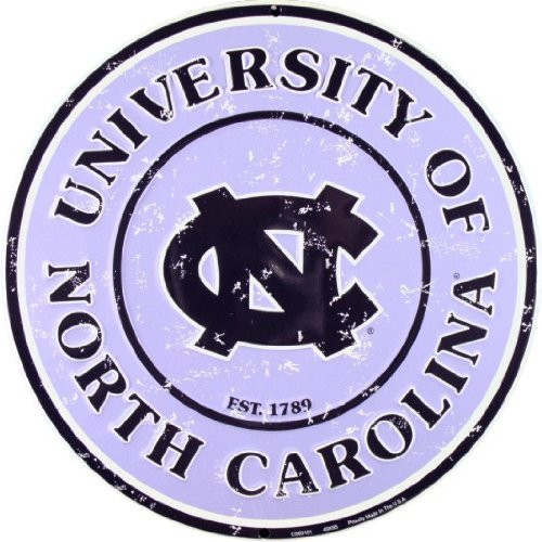 UNC Tarheels 12 Inch Embossed Metal Nostalgia Circular Sign