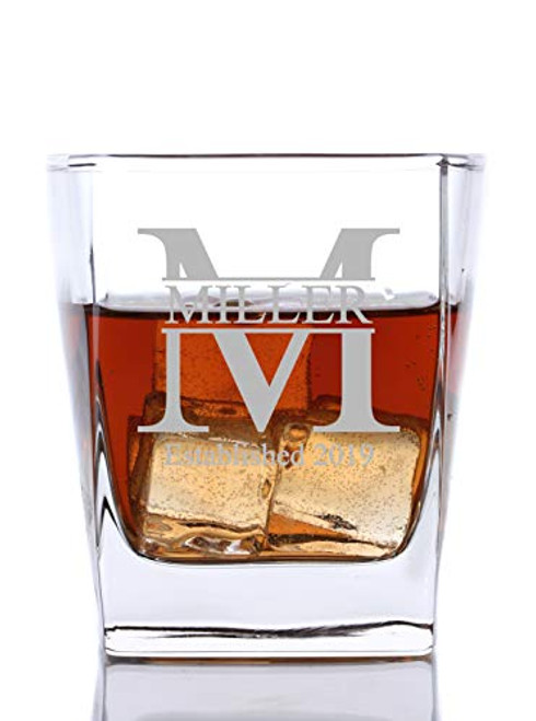 Personalized Cube Rocks Whiskey Glass  Groomsmen or Groomsman Gift Idea