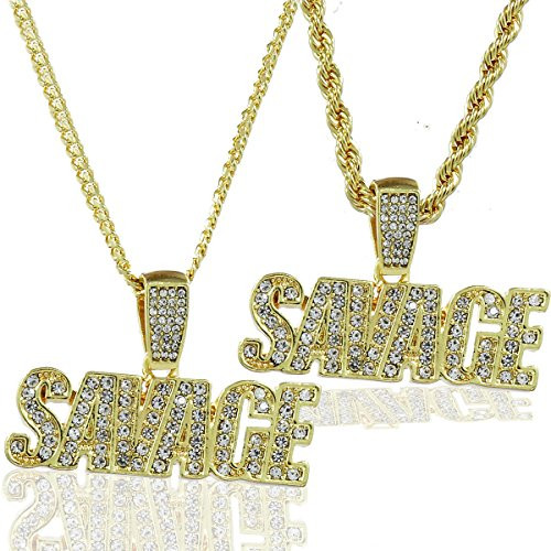 L  and  L Nation 2 Savage Chain Pendant Hip Hop Chain Gold Tone 24inch /30inch  Inch Necklace
