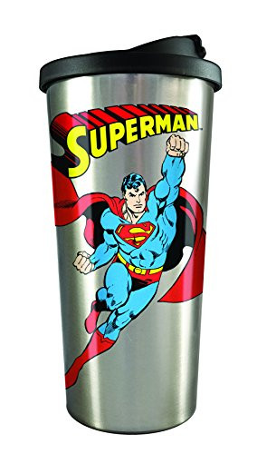 Spoontiques 20834 Superman Stainless Steel Travel Mug Silver