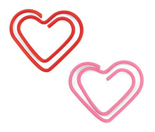 Kikkerland Heart Paper Clips, Box of 50, Pink/Red PC14