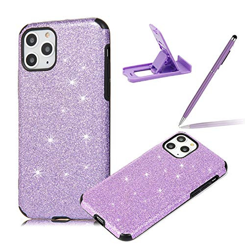 Purple Glitter TPU Case for iPhone 12 Pro/12 6.1inch ,Soft Silicone Case for iPhone 12 Pro/12 6.1inch ,Herzzer Luxury Diamond Soft Gel Anti-Scratch Abrasion Resistance Rubber Bumper Case