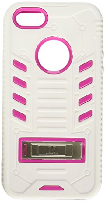 MyBat iPhone 5s/5 TUFF eNUFF Hybrid Phone Protector Cover with Metal Stand - Retail Packaging - Hot Pink/White MyBat iPhone 5s/5 TUFF eNUFF Hybrid Phone Protector Cover with Metal Stand - Retail Packaging - Hot Pink/White