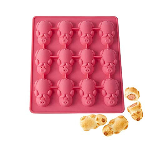 BAOIWEI Pastry Mould Little Pig Silicone Cake Baking Pink Mould and 6-Cavity Rectangle Soap Mold Silicone Craft DIY Making Homemade Cake Mould High Temperature Tesistant Mold Red