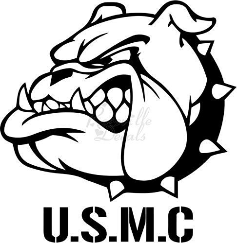 Marines Marines Bulldog Vinyl Decal Sticker for Home Office Decor Vehicle Window Sign Size- 12 inch / 30 cm Tall and Color- Gloss White
