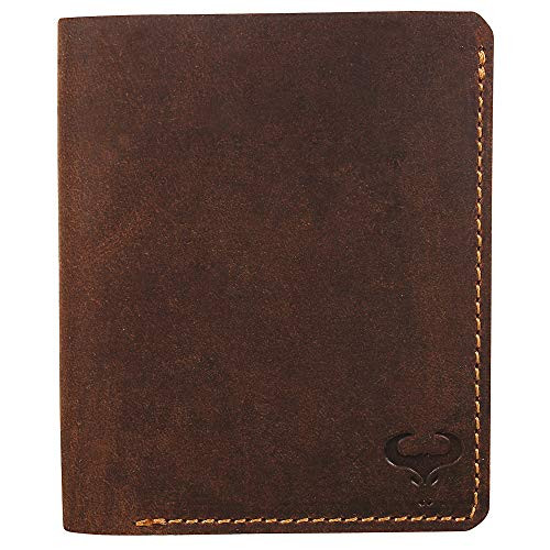 Minimalist Wallets for Men, Genuine Leather Wallets, Mens RFID Blocking, Mens Wallet, Front Pocket Wallet, Slim Vertical Wallet, Bifold Purse, Credit Card Holder -Dark Brown Hunter
