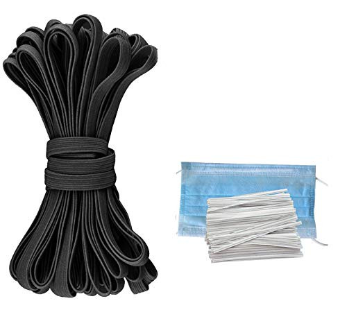30-Yards Length 1/4inch  Width Braided Elastic Cord/Elastic Band/Elastic Rope/Bungee/Black Heavy Stretch Knit Elastic Spool