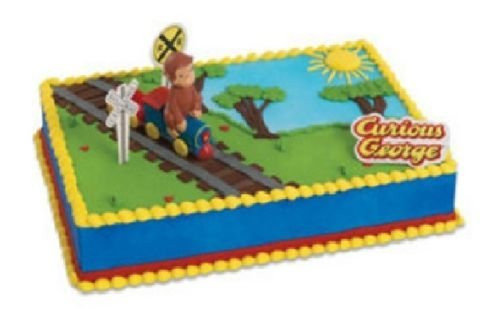 CakeDrake CURIOUS GEORGE Monkey Train DecoSet Birthday Cake Party Decoration Topper Set