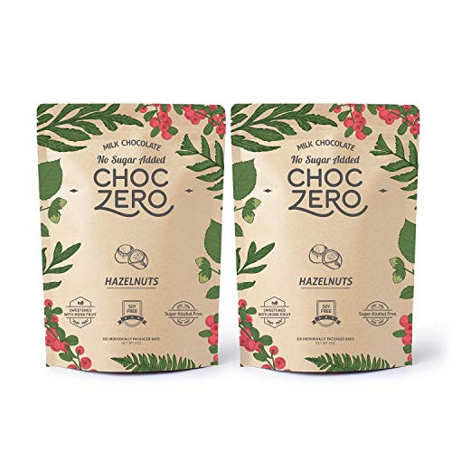 ChocZero's Keto Bark, Milk Chocolate Hazelnuts, No Added Sugar, Low Carb, No Sugar Alcohols, Non-GMO 2 bags, 6 servings/each ChocZero's Keto Bark, Milk Chocolate Hazelnuts, No Added Sugar, Low Carb, No Sugar Alcohols, Non-GMO 2 bags, 6 servings/each