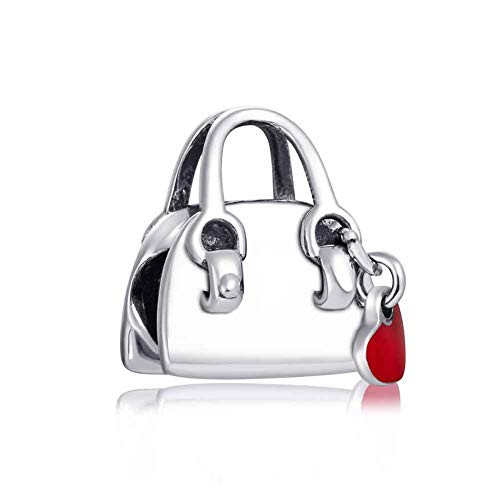 925 Sterling Silver Women Bag Charm Red Heart Charm Love Charm Anniversary Charm for Pandora Charm Bracelet 925 Sterling Silver Women Bag Charm Red Heart Charm Love Charm Anniversary Charm for Pandora Charm Bracelet