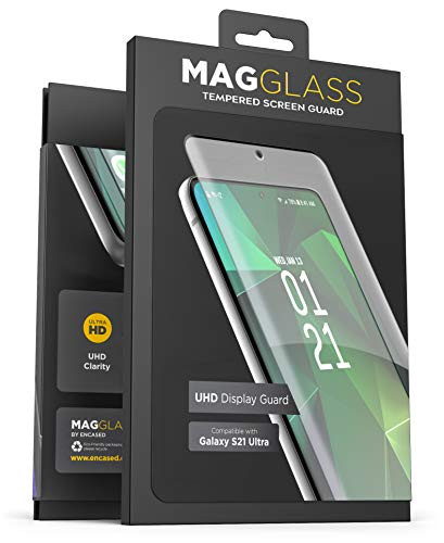 MagGlass Samsung Galaxy S21 ULTRA Tempered Glass Screen Protector - Bubble Free UHD Crystal Clear Screen Guard Case friendly/Fingerprint enabled