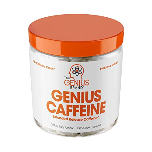 Genius Caffeine, Extended Release Microencapsulated Caffeine Pills, All Natural Non-Crash Sustained Energy  and  Focus Supplement, Preworkout  and  Nootropic Brain Booster For Men  and  Women,100 Count