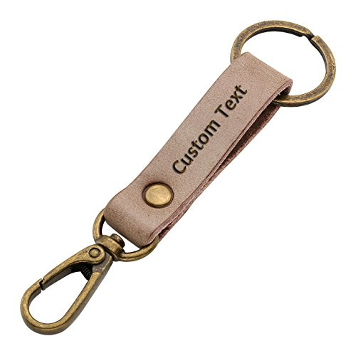 Top Plaza Custom Personalized Name Letter Engraved Keychain Retro Vintage Brozen Ring Golden Brown Genuine Leather Key Ring Engraved, Brown Top Plaza Custom Personalized Name Letter Engraved Keychain Retro Vintage Brozen Ring Golden Brown Genuine Leather Key Ring Engraved, Brown