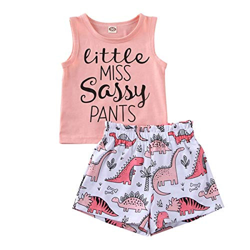 Toddler Baby Girls Summer Shorts Set Sassy Shirts Floral Tassel Pants 2pc Summer Clothes Outfits Pink Top plus  Dinosaur Shorts, 2-3T Toddler Baby Girls Summer Shorts Set Sassy Shirts Floral Tassel Pants 2pc Summer Clothes Outfits Pink Top plus  Dinosaur Shorts, 2-3T