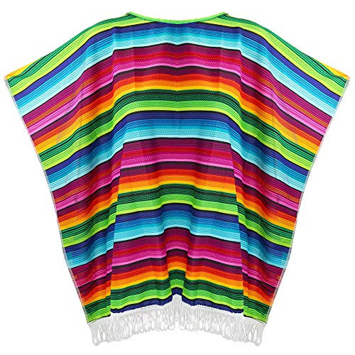 Skeleteen Mexican Serape Poncho Costume - Cinco De Mayo Mexican Fiesta Ponchos for Adults and Kids Skeleteen Mexican Serape Poncho Costume - Cinco De Mayo Mexican Fiesta Ponchos for Adults and Kids