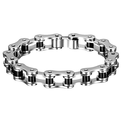 Stainless Steel Mens Gothic Bicycle Chain Link Bracelet for Biker,8.7 Inch,Gold,Silver Stainless Steel Mens Gothic Bicycle Chain Link Bracelet for Biker,8.7 Inch,Gold,Silver