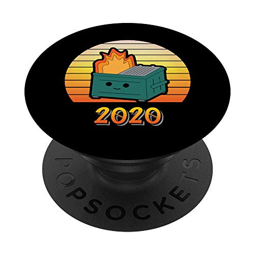 Funny 2020 Dumpster Fire Retro Sunset Background Gift PopSockets PopGrip Swappable Grip for Phones  and  Tablets