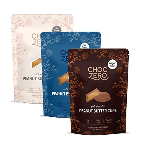 ChocZero's Dark, Milk, White Chocolate Peanut Butter Cups - NO ADDED SUGAR, KETO FRIENDLY, 3bags ChocZero's Dark, Milk, White Chocolate Peanut Butter Cups - NO ADDED SUGAR, KETO FRIENDLY, 3bags