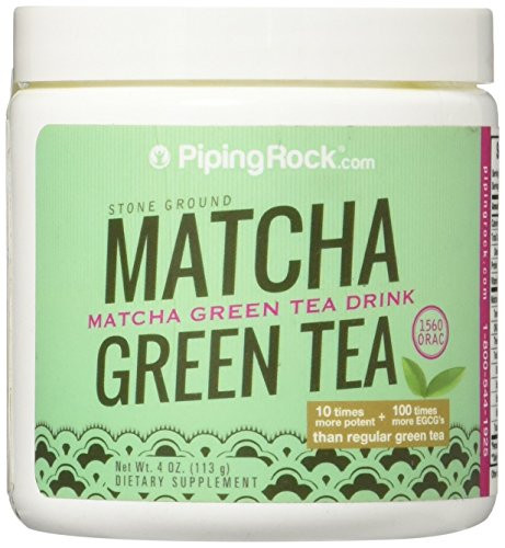 Piping Rock Matcha Green Tea Powder 4 oz (113 grams) Jar Stone Ground 1560 ORAC Dietary Supplement