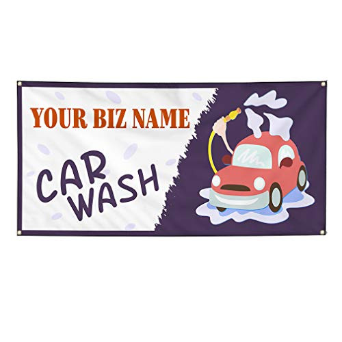 Custom Vinyl Banner Sign Multiple Sizes Business Name Car Wash Automotive Car Personalized Marketing Advertising Red 4 Grommets 12inx30in One Banner