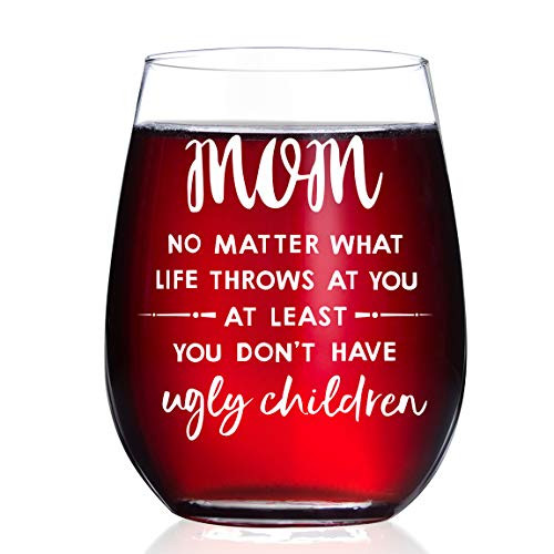 HAYOOU Mom Gifts ,Best Gifts for Mom - Unique Mothers Day,Christmas,Birthday Gift Idea for Mom from Son or Daughter-15oz Wine Glass