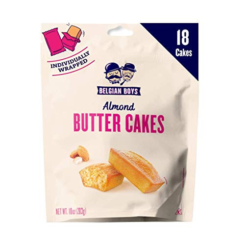 Almond Butter Cakes by Belgian Boys, Decadent Loaf Cakes made in France, No Preservatives, Non-GMO, 18 Individually Wrapped Cakes