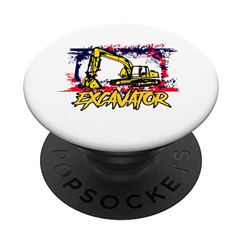 Construction Excavator Heavy Equipment Operator PopSockets Grip and Stand for Phones and Tablets