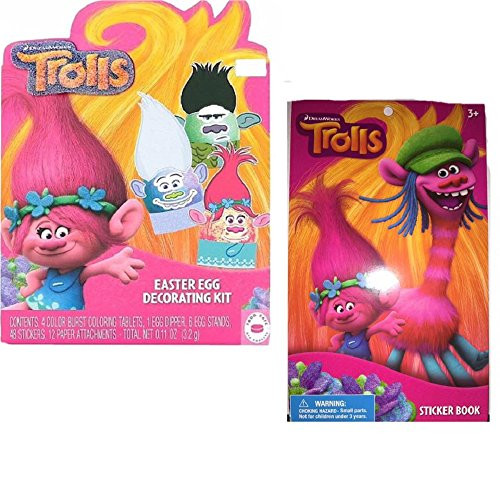 Dreamworks Trolls Egg Decorating kit and Sticker book bundle