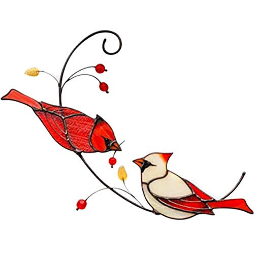 Pair of Cardinal Bird Stained Glass Ornament, Window Hanging Ornament Decoration, Red Birds Cardinal Gifts, Cardinal Christmas Ornaments Tree Hanging Decoration Pair of Cardinal Bird Stained Glass Ornament, Window Hanging Ornament Decoration, Red Birds Cardinal Gifts, Cardinal Christmas Ornaments Tree Hanging Decoration
