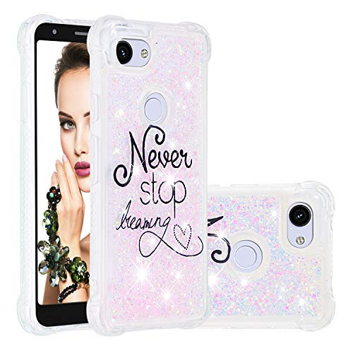 NOMO Google Pixel 3a XL Case,Pixel 3a XL Glitter Case,Pixel 3a XL Bling Flowing Floating Luxury Liquid Anti-Scratch Shock Absorption Cover for Google Pixel 3a XL,Never Stop